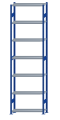 Fachbodenregal Stecksystem, Grundregal, beidseitig nutzbar, H3500xB1000xT300, 7 Fachböden, Fachlast 330kg, RAL 5010 enzianblau / verzinkt