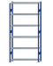 Fachbodenregal Stecksystem, Grundregal, beidseitig nutzbar, H2750xB1300xT300, 6 Fachböden, Fachlast 85kg, RAL 5010 enzianblau / verzinkt