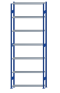 Fachbodenregal Stecksystem, Grundregal, beidseitig nutzbar, H3500xB1300xT300, 7 Fachböden, Fachlast 150kg, RAL 5010 enzianblau / verzinkt