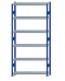 Fachbodenregal Stecksystem, Grundregal, beidseitig nutzbar, H2750xB1300xT300, 6 Fachböden, Fachlast 250kg, RAL 5010 enzianblau / verzinkt