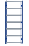 Fachbodenregal Stecksystem, Grundregal, beidseitig nutzbar, H3500xB1300xT300, 7 Fachböden, Fachlast 250kg, RAL 5010 enzianblau / verzinkt