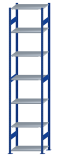 Fachbodenregal Stecksystem, Grundregal, beidseitig nutzbar, H3500xB750xT500, 7 Fachböden, Fachlast 150kg, RAL 5010 enzianblau / verzinkt