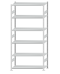 Fachbodenregal Stecksystem, Grundregal, beidseitig nutzbar, H2750xB1300xT500, 6 Fachböden, Fachlast 250kg, RAL 7035 lichtgrau