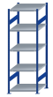 Fachbodenregal Stecksystem, Grundregal, beidseitig nutzbar, H2300xB750xT800, 5 Fachböden, Fachlast 250kg, RAL 5010 enzianblau / verzinkt