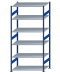 Fachbodenregal Stecksystem, Grundregal, beidseitig nutzbar, H2750xB1300xT800, 6 Fachböden, Fachlast 150kg, RAL 5010 enzianblau / verzinkt