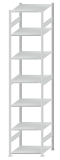 Fachbodenregal Stecksystem, Grundregal, beidseitig nutzbar, H3500xB750xT800, 7 Fachböden, Fachlast 150kg, RAL 7035 lichtgrau