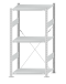 Fachbodenregal Stecksystem, Grundregal, einseitig nutzbar, H1500xB750xT500 mm, 3 Fachböden, Fachlast 150 kg, RAL 7035 lichtgrau