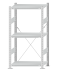 Fachbodenregal Stecksystem, Grundregal, einseitig nutzbar, H1500xB750xT400 mm, 3 Fachböden, Fachlast 250 kg, RAL 7035 lichtgrau