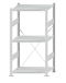 Fachbodenregal Stecksystem, Grundregal, einseitig nutzbar, H1500xB750xT500 mm, 3 Fachböden, Fachlast 250 kg, RAL 7035 lichtgrau