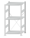 Fachbodenregal Stecksystem, Grundregal, einseitig nutzbar, H1500xB750xT600 mm, 3 Fachböden, Fachlast 250 kg, RAL 7035 lichtgrau