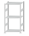 Fachbodenregal Stecksystem, Grundregal, beidseitig nutzbar, H1500xB750xT500 mm, 3 Fachböden, Fachlast 150 kg, RAL 7035 lichtgrau