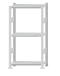 Fachbodenregal Stecksystem, Grundregal, beidseitig nutzbar, H1500xB750xT300 mm, 3 Fachböden, Fachlast 250 kg, RAL 7035 lichtgrau