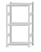 Fachbodenregal Stecksystem, Grundregal, beidseitig nutzbar, H1500xB750xT400 mm, 3 Fachböden, Fachlast 250 kg, RAL 7035 lichtgrau