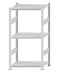 Fachbodenregal Stecksystem, Grundregal, beidseitig nutzbar, H1500xB750xT500 mm, 3 Fachböden, Fachlast 250 kg, RAL 7035 lichtgrau