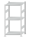 Fachbodenregal Stecksystem, Grundregal, beidseitig nutzbar, H1500xB750xT600 mm, 3 Fachböden, Fachlast 250 kg, RAL 7035 lichtgrau