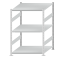 Fachbodenregal Stecksystem, Grundregal, beidseitig nutzbar, H1500xB1000xT1000 mm, 3 Fachböden, Fachlast 250 kg, RAL 7035 lichtgrau