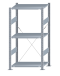 Fachbodenregal Stecksystem, Grundregal, einseitig nutzbar, H1500xB750xT500 mm, 3 Fachböden, Fachlast 150 kg, sendzimirverzinkt