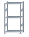 Fachbodenregal Stecksystem, Grundregal, beidseitig nutzbar, H1500xB750xT400 mm, 3 Fachböden, Fachlast 150 kg, sendzimirverzinkt
