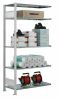 Fachbodenregal Stecksystem, Anbauregal, beidseitig nutzbar, H1500xB1300xT800 mm, 3 Fachböden, Fachlast 250 kg, RAL 7035 lichtgrau