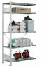 Fachbodenregal Stecksystem, Anbauregal, einseitig nutzbar, H1500xB1000xT300 mm, 3 Fachböden, Fachlast 85 kg, RAL 7035 lichtgrau