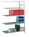 Fachbodenregal Stecksystem, Anbauregal, einseitig nutzbar, H2000xB1300xT400, 5 Fachböden, Fachlast 150kg, RAL 7035 lichtgrau