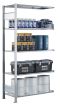 Fachbodenregal Stecksystem, Anbauregal, beidseitig nutzbar, H3500xB1000xT600, 7 Fachböden, Fachlast 150kg, sendzimirverzinkt