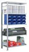 Fachbodenregal Stecksystem, Anbauregal, beidseitig nutzbar, H2300xB1000xT600, 5 Fachböden, Fachlast 250kg, sendzimirverzinkt