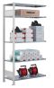 Fachbodenregal Stecksystem, Anbauregal, beidseitig nutzbar, H3500xB750xT350, 7 Fachböden, Fachlast 85kg, RAL 7035 lichtgrau