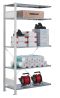Fachbodenregal Stecksystem, Anbauregal, einseitig nutzbar, H3500xB1000xT300, 7 Fachböden, Fachlast 85kg, RAL 7035 lichtgrau
