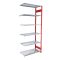 Fachbodenregal Stecksystem, Anbauregal, beidseitig nutzbar, H2500xB1000xT400 mm, 6 Fachböden, Fachlast 85 kg, RAL 3000 feuerrot / verzinkt