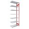 Fachbodenregal Stecksystem, Anbauregal, beidseitig nutzbar, H3000xB750xT300 mm, 7 Fachböden, Fachlast 150 kg, RAL 3000 feuerrot / verzinkt