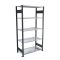 Fachbodenregal Stecksystem, Grundregal, beidseitig nutzbar, H2000xB1300xT800 mm, 5 Fachböden, Fachlast 150 kg, schwarz / verzinkt