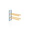 Palettenregal, Anbauregal, 3 Lagerebenen, H6000xB3600xT1100 mm, Fachlast 4700 kg, 12 Palettenplätze, Rahmen blau, Traverse orange