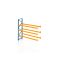 Palettenregal, Anbauregal, 4 Lagerebenen, H6000xB2700xT1100 mm, Fachlast 3800 kg, 12 Palettenplätze, Rahmen blau, Traverse orange
