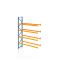 Palettenregal, Anbauregal, 5 Lagerebenen, H6500xB2700xT1100 mm, Fachlast 3000 kg, 15 Palettenplätze, Rahmen blau, Traverse orange