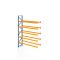 Palettenregal, Anbauregal, 6 Lagerebenen, H6500xB1825xT1100 mm, Fachlast 3800 kg, 12 Palettenplätze, Rahmen blau, Traverse orange