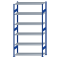 Fachbodenregal Stecksystem, Grundregal, beidseitig nutzbar, H2500xB1300xT500, 6 Fachböden, Fachlast 150kg, RAL 5010 enzianblau / verzinkt