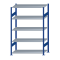Fachbodenregal Stecksystem, Grundregal, beidseitig nutzbar, H2000xB1300xT600, 5 Fachböden, Fachlast 150kg, RAL 5010 enzianblau / verzinkt