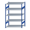 Fachbodenregal Stecksystem, Grundregal, beidseitig nutzbar, H2000xB1300xT800, 5 Fachböden, Fachlast 150kg, RAL 5010 enzianblau / verzinkt