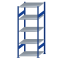Fachbodenregal Stecksystem, Grundregal, beidseitig nutzbar, H2000xB750xT800, 5 Fachböden, Fachlast 150kg, RAL 5010 enzianblau / verzinkt