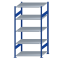 Fachbodenregal Stecksystem, Grundregal, beidseitig nutzbar, H2000xB1000xT800, 5 Fachböden, Fachlast 150kg, RAL 5010 enzianblau / verzinkt