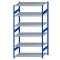 Fachbodenregal Stecksystem, Grundregal, beidseitig nutzbar, H2500xB1300xT800, 6 Fachböden, Fachlast 150kg, RAL 5010 enzianblau / verzinkt
