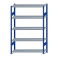 Fachbodenregal Stecksystem, Grundregal, beidseitig nutzbar, H2000xB1300xT400, 5 Fachböden, Fachlast 250kg, RAL 5010 enzianblau / verzinkt