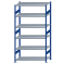 Fachbodenregal Stecksystem, Grundregal, beidseitig nutzbar, H2500xB1300xT600, 6 Fachböden, Fachlast 250kg, RAL 5010 enzianblau / verzinkt