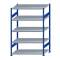 Fachbodenregal Stecksystem, Grundregal, beidseitig nutzbar, H2000xB1300xT800, 5 Fachböden, Fachlast 250kg, RAL 5010 enzianblau / verzinkt