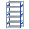Fachbodenregal Stecksystem, Grundregal, beidseitig nutzbar, H2500xB1300xT800, 6 Fachböden, Fachlast 250kg, RAL 5010 enzianblau / verzinkt