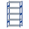 Fachbodenregal Stecksystem, Grundregal, beidseitig nutzbar, H2000xB1000xT500, 5 Fachböden, Fachlast 330kg, RAL 5010 enzianblau / verzinkt