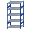 Fachbodenregal Stecksystem, Grundregal, beidseitig nutzbar, H2000xB1000xT800, 5 Fachböden, Fachlast 330kg, RAL 5010 enzianblau / verzinkt