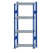 Fachbodenregal Stecksystem, Grundregal, beidseitig nutzbar, H1800xB750xT300, 4 Fachböden, Fachlast 250kg, RAL 5010 enzianblau / verzinkt