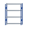Fachbodenregal Stecksystem, Grundregal, beidseitig nutzbar, H1800xB1300xT300, 4 Fachböden, Fachlast 150kg, RAL 5010 enzianblau / verzinkt